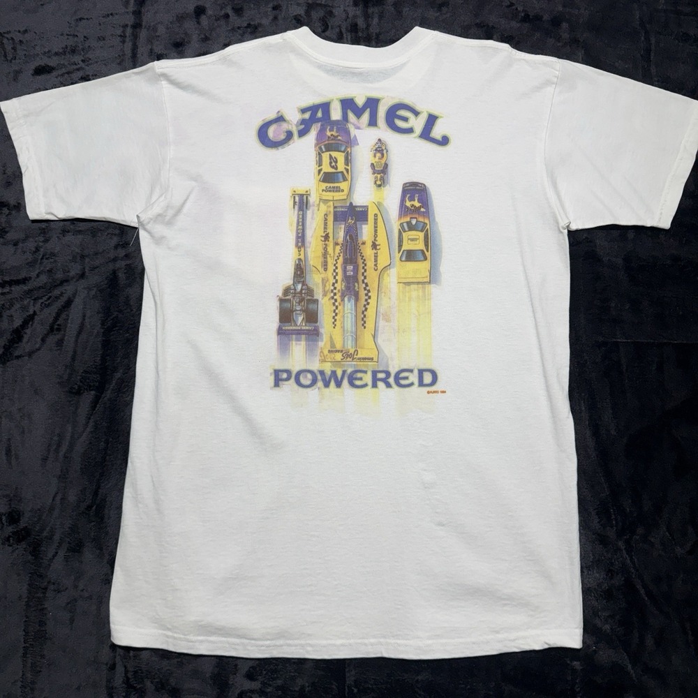 Vintage 1994 Smokin Joes Racing Pocket T Shirt XL Camel Powered‎ Single Stitch